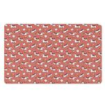 Orange Doodle Bull Terrier Pattern Print Polyester Doormat