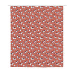 Orange Doodle Bull Terrier Pattern Print Polyester Shower Curtain