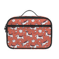 Orange Doodle Bull Terrier Pattern Print Portable Lunch Bag