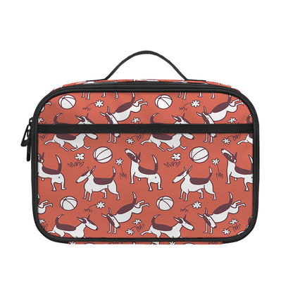 Orange Doodle Bull Terrier Pattern Print Portable Lunch Bag