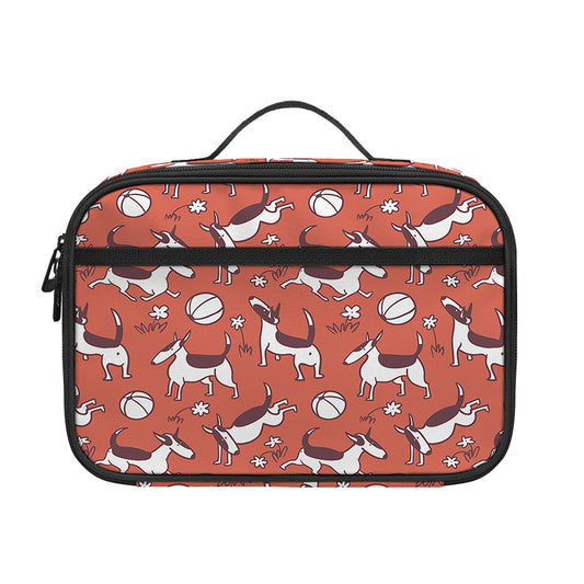 Orange Doodle Bull Terrier Pattern Print Portable Lunch Bag