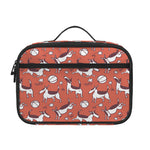 Orange Doodle Bull Terrier Pattern Print Portable Lunch Bag