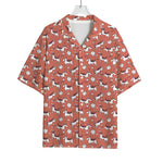 Orange Doodle Bull Terrier Pattern Print Rayon Hawaiian Shirt