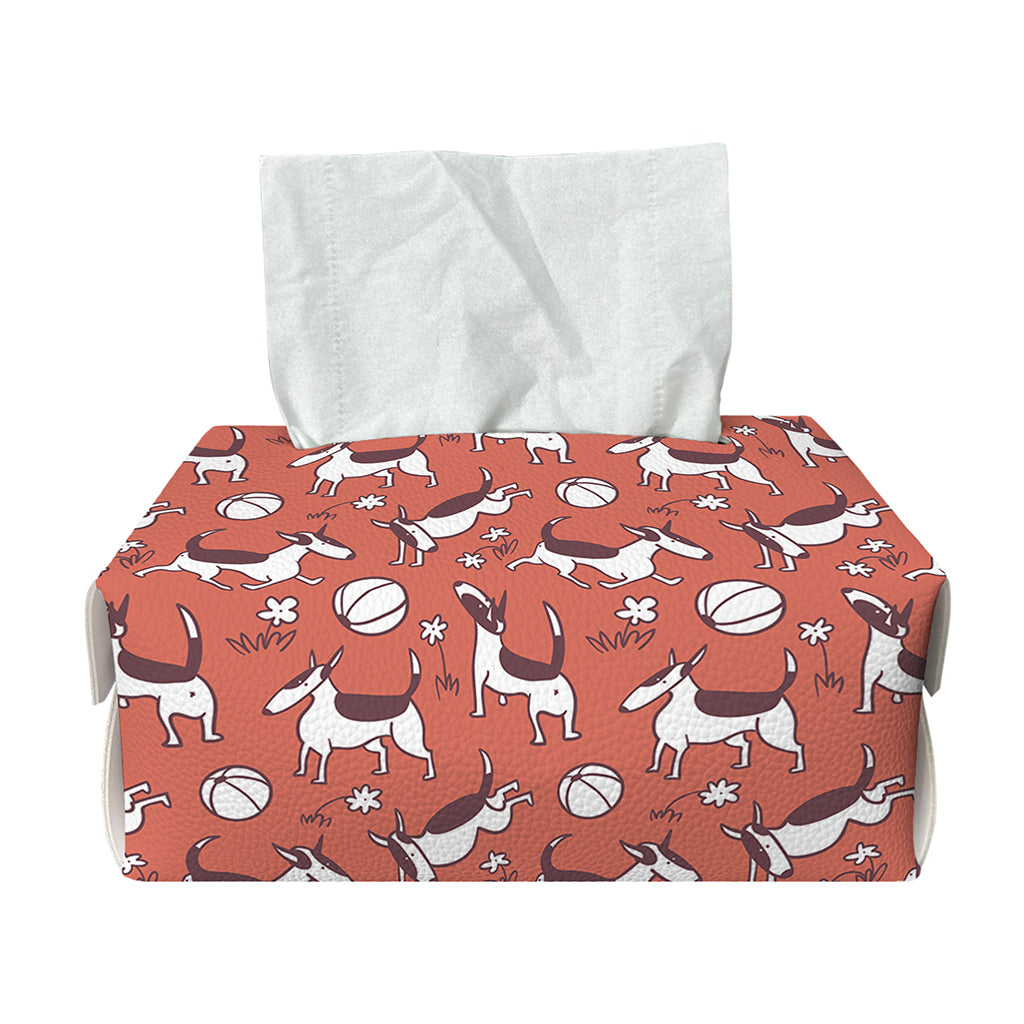 Orange Doodle Bull Terrier Pattern Print Rectangle Tissue Box Cover