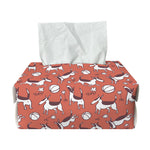 Orange Doodle Bull Terrier Pattern Print Rectangle Tissue Box Cover