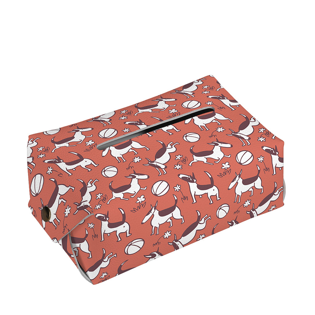 Orange Doodle Bull Terrier Pattern Print Rectangle Tissue Box Cover