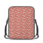Orange Doodle Bull Terrier Pattern Print Rectangular Crossbody Bag