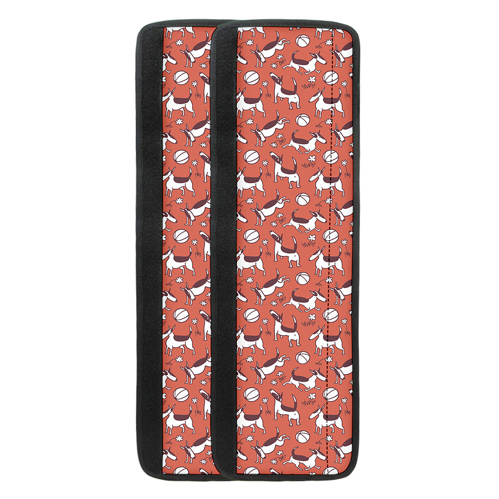 Orange Doodle Bull Terrier Pattern Print Refrigerator Handle Covers