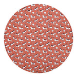 Orange Doodle Bull Terrier Pattern Print Round Blanket