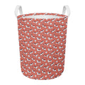 Orange Doodle Bull Terrier Pattern Print Round Laundry Basket