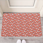 Orange Doodle Bull Terrier Pattern Print Rubber Doormat