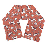 Orange Doodle Bull Terrier Pattern Print Scarf