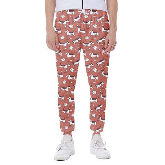 Orange Doodle Bull Terrier Pattern Print Scuba Joggers