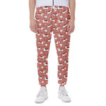 Orange Doodle Bull Terrier Pattern Print Scuba Joggers