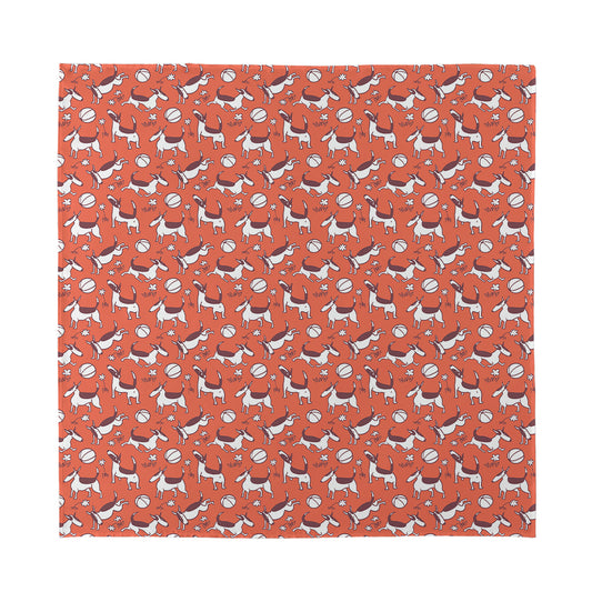 Orange Doodle Bull Terrier Pattern Print Silk Bandana