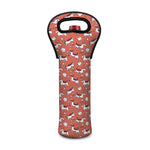 Orange Doodle Bull Terrier Pattern Print Single Neoprene Wine Tote