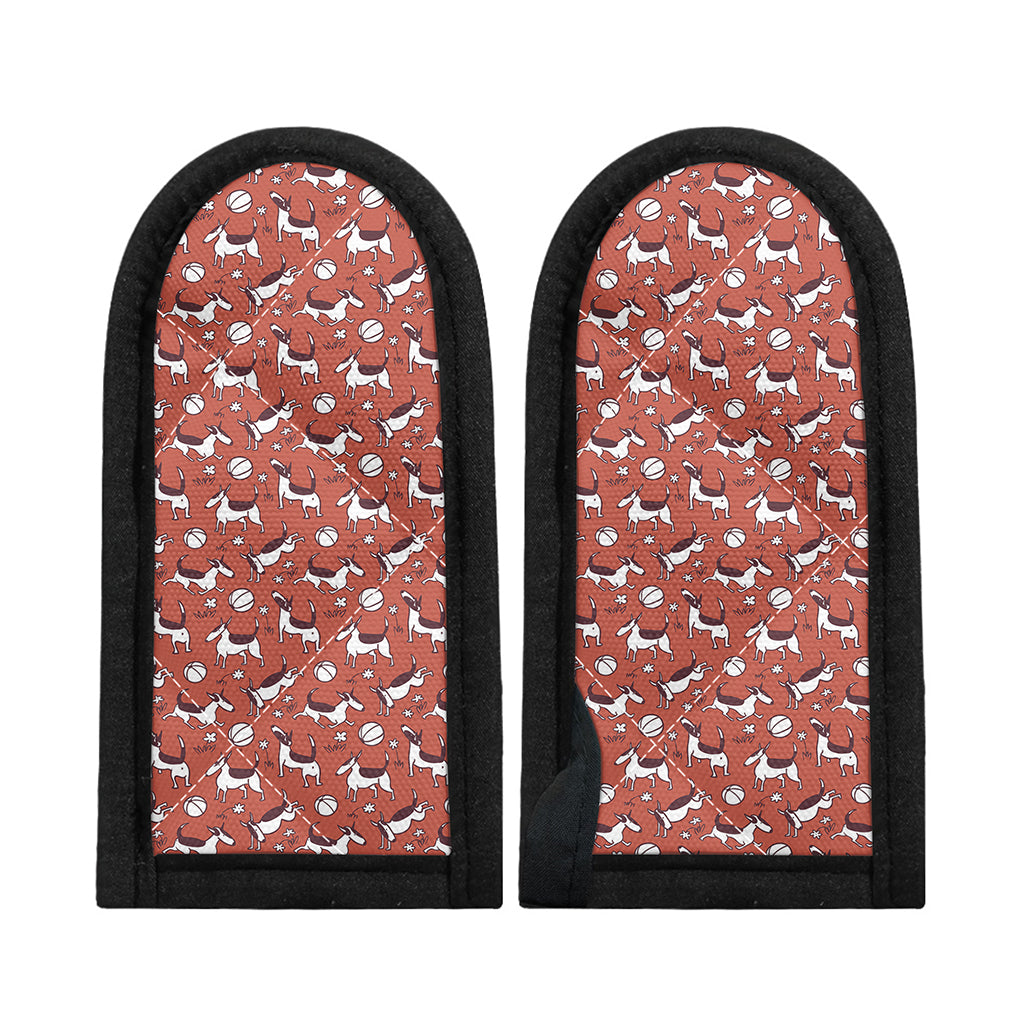 Orange Doodle Bull Terrier Pattern Print Skillet Handle Cover