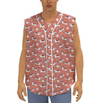 Orange Doodle Bull Terrier Pattern Print Sleeveless Baseball Jersey