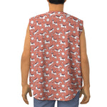 Orange Doodle Bull Terrier Pattern Print Sleeveless Baseball Jersey