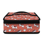 Orange Doodle Bull Terrier Pattern Print Small Lunch Bag