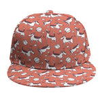 Orange Doodle Bull Terrier Pattern Print Snapback Cap