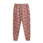 Orange Doodle Bull Terrier Pattern Print Sweatpants