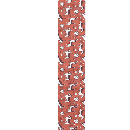 Orange Doodle Bull Terrier Pattern Print Table Runner