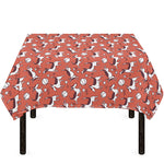 Orange Doodle Bull Terrier Pattern Print Tablecloth