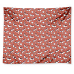 Orange Doodle Bull Terrier Pattern Print Tapestry