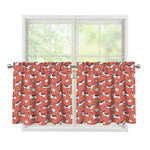 Orange Doodle Bull Terrier Pattern Print Tier Curtains