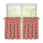 Orange Doodle Bull Terrier Pattern Print Tier Curtains