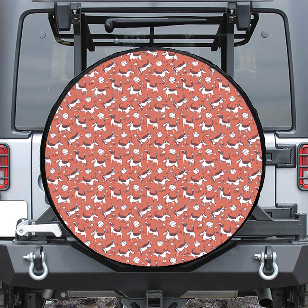 Orange Doodle Bull Terrier Pattern Print Tire Cover