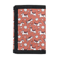 Orange Doodle Bull Terrier Pattern Print Trifold Wallet