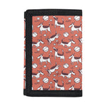 Orange Doodle Bull Terrier Pattern Print Trifold Wallet