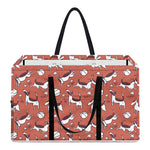 Orange Doodle Bull Terrier Pattern Print Utility Tote Bag
