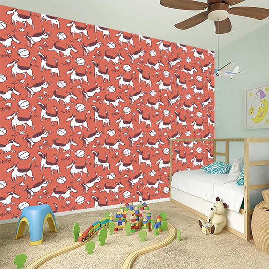 Orange Doodle Bull Terrier Pattern Print Wall Sticker