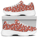 Orange Doodle Bull Terrier Pattern Print White Chunky Shoes