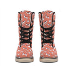 Orange Doodle Bull Terrier Pattern Print Winter Boots