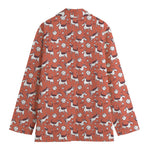Orange Doodle Bull Terrier Pattern Print Women's Blazer