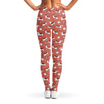 Orange Doodle Bull Terrier Pattern Print Women's Leggings