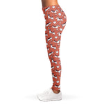 Orange Doodle Bull Terrier Pattern Print Women's Leggings