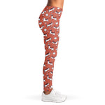 Orange Doodle Bull Terrier Pattern Print Women's Leggings