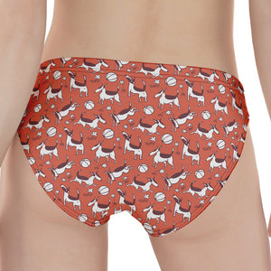 Orange Doodle Bull Terrier Pattern Print Women's Panties