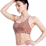 Orange Doodle Bull Terrier Pattern Print Women's Sports Bra
