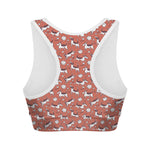 Orange Doodle Bull Terrier Pattern Print Women's Sports Bra