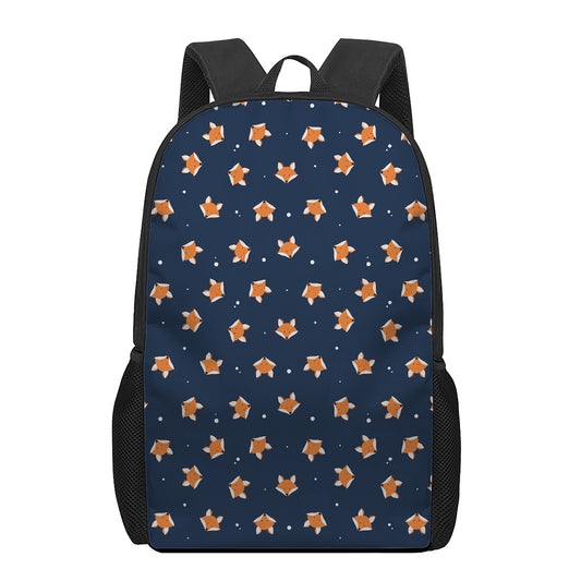 Orange Fox Pattern Print 17 Inch Backpack