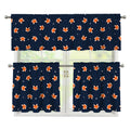 Orange Fox Pattern Print 3 Piece Kitchen Curtains