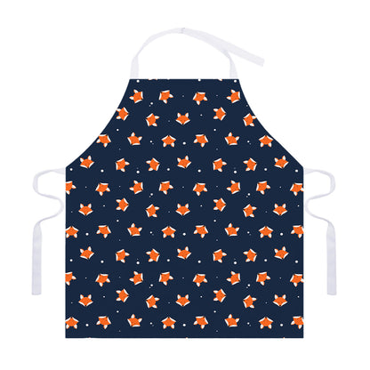 Orange Fox Pattern Print Adjustable Apron