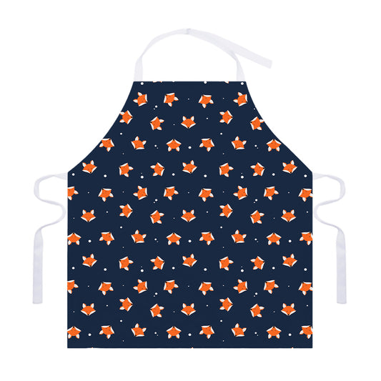 Orange Fox Pattern Print Adjustable Apron