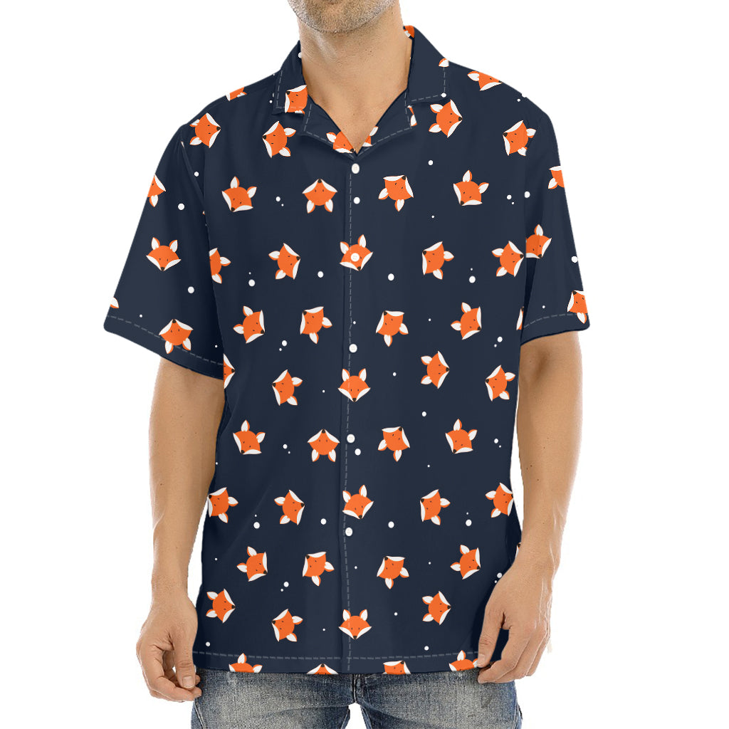 Orange Fox Pattern Print Aloha Shirt